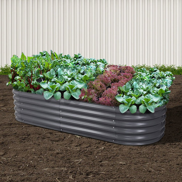 Home & Garden > Garden Beds - Green Fingers Garden Bed 160X80X42cm Oval Planter Box Raised Container - Garden Yard