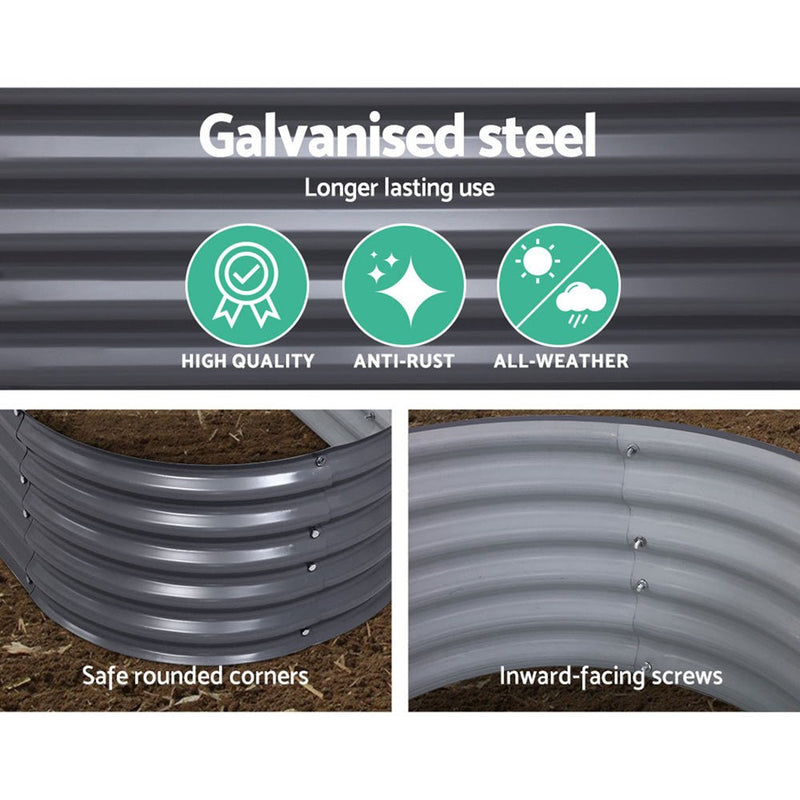 Home & Garden > Garden Beds - Green Fingers Garden Bed 160X80X42cm Oval Planter Box Raised Container - Garden Yard