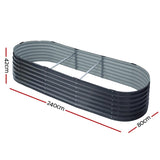 Home & Garden > Garden Beds - Green Fingers Garden Bed 240X80X42cm Oval Planter Box Raised Container - Garden Yard