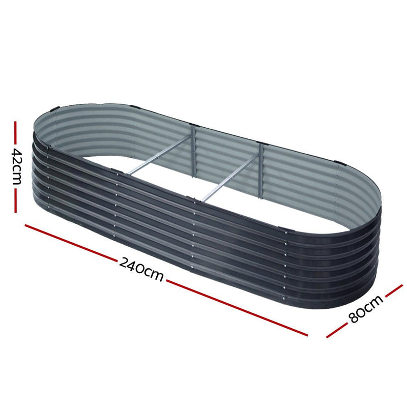 Home & Garden > Garden Beds - Green Fingers Garden Bed 240X80X42cm Oval Planter Box Raised Container - Garden Yard