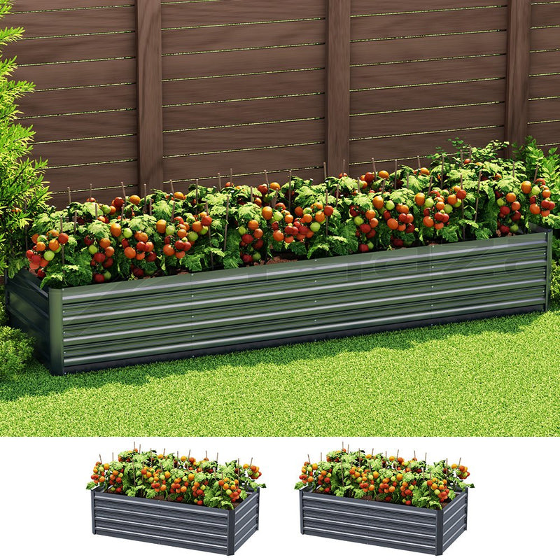Home & Garden > Garden Beds - Green Fingers Garden Bed 240X80X45cm Planter Box Raised Container Galvanised Herb - Garden Yard
