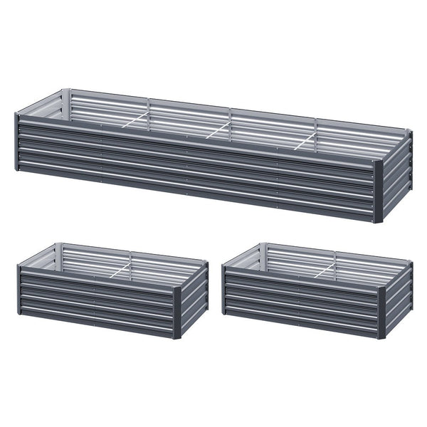 Home & Garden > Garden Beds - Green Fingers Garden Bed 240X80X45cm Planter Box Raised Container Galvanised Herb - Garden Yard