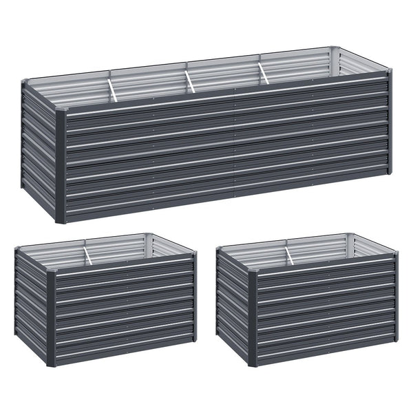 Home & Garden > Garden Beds - Green Fingers Garden Bed 240x80x77cm Planter Box Raised Container Galvanised Herb - Garden Yard
