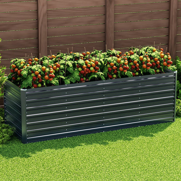 Home & Garden > Garden Beds - Green Fingers Garden Bed 240x80x77cm Planter Box Raised Container Galvanised Herb - Garden Yard
