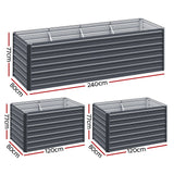 Home & Garden > Garden Beds - Green Fingers Garden Bed 240x80x77cm Planter Box Raised Container Galvanised Herb - Garden Yard