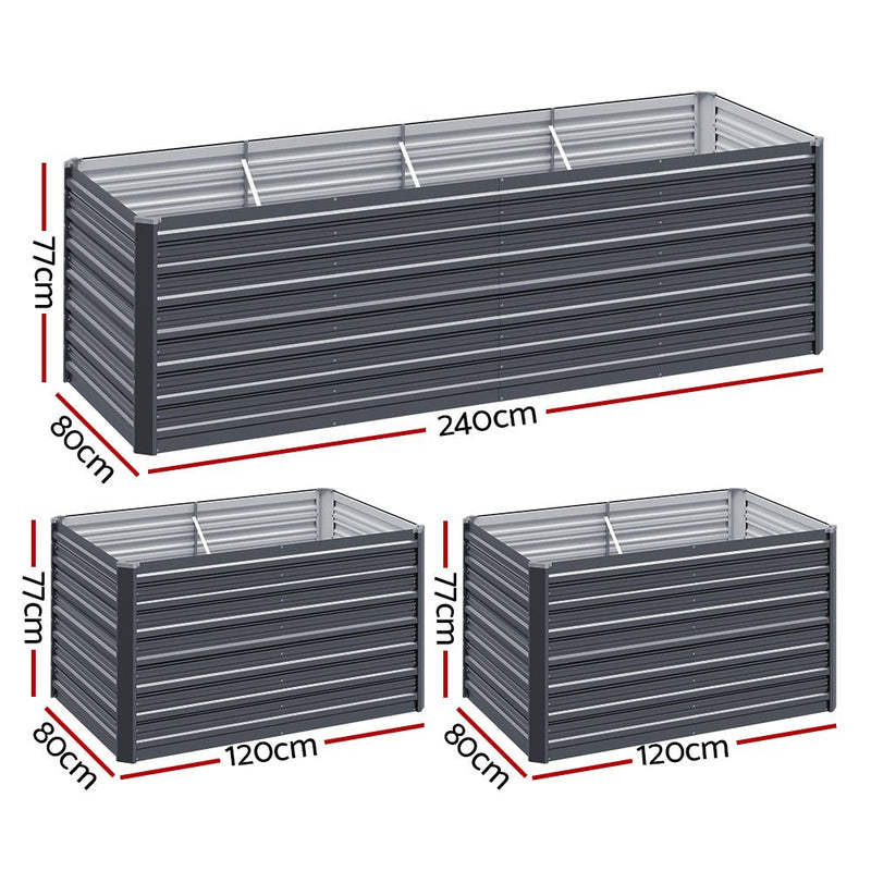 Home & Garden > Garden Beds - Green Fingers Garden Bed 240x80x77cm Planter Box Raised Container Galvanised Herb - Garden Yard