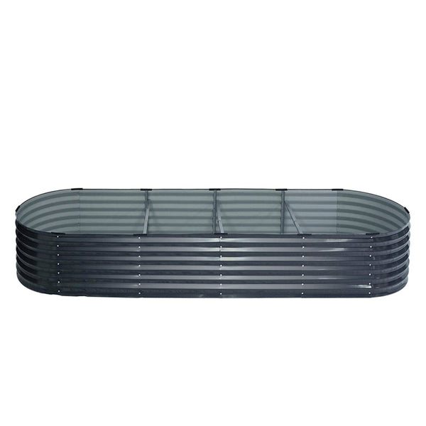 Home & Garden > Garden Beds - Green Fingers Garden Bed 320X80X42cm Oval Planter Box Galvanised Raised Garden Bed - Garden Yard