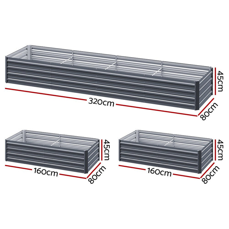 Home & Garden > Garden Beds - Green Fingers Garden Bed 320X80X45cm Planter Box Raised Container Galvanised Herb - Garden Yard