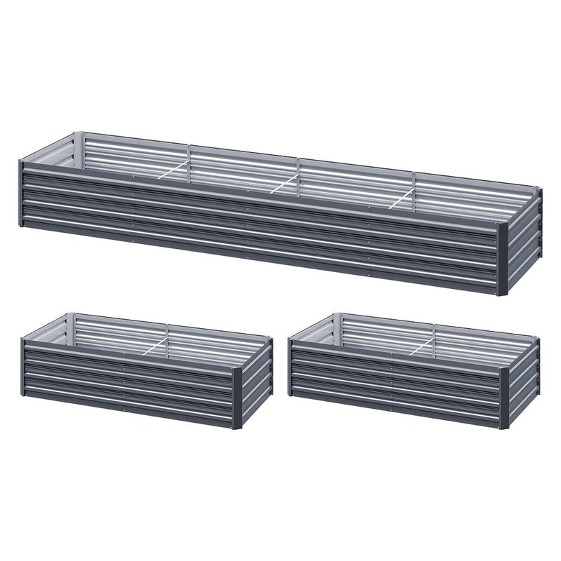 Home & Garden > Garden Beds - Green Fingers Garden Bed 320X80X45cm Planter Box Raised Container Galvanised Herb - Garden Yard