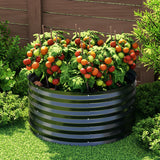 Home & Garden > Garden Beds - Green Fingers Garden Bed 90X45cm Round Latches Planter Box Raised Galvanised Herb - Garden Yard