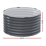Home & Garden > Garden Beds - Green Fingers Garden Bed 90X45cm Round Latches Planter Box Raised Galvanised Herb - Garden Yard