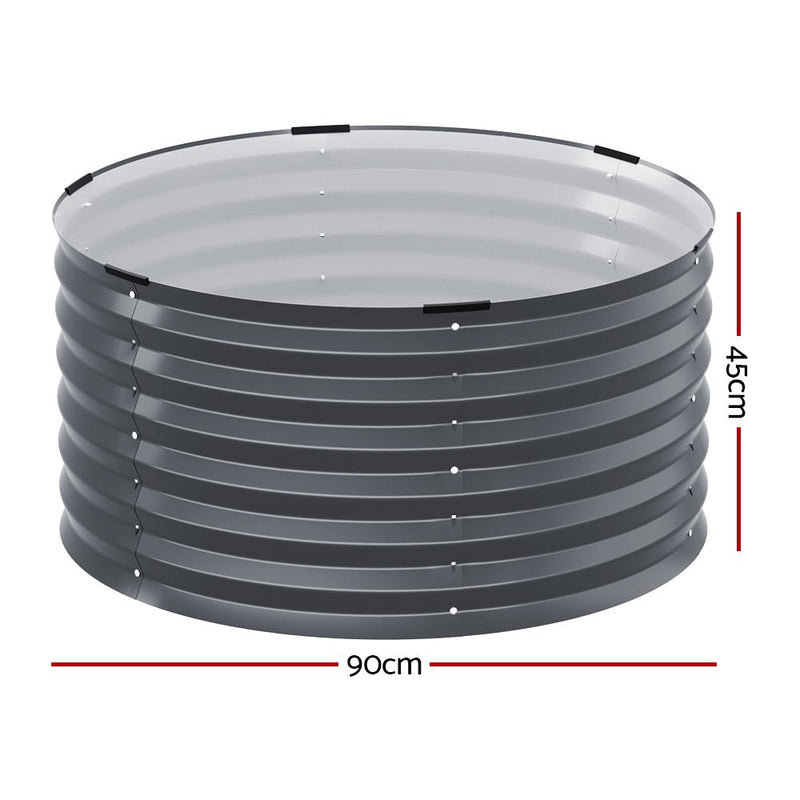 Home & Garden > Garden Beds - Green Fingers Garden Bed 90X45cm Round Latches Planter Box Raised Galvanised Herb - Garden Yard