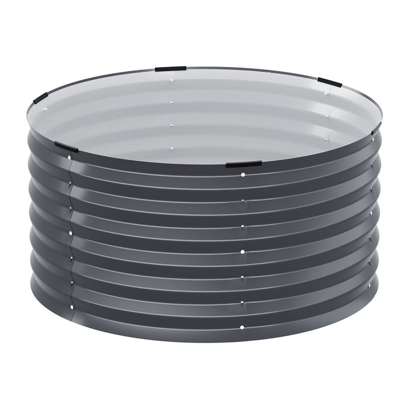 Home & Garden > Garden Beds - Green Fingers Garden Bed 90X45cm Round Latches Planter Box Raised Galvanised Herb - Garden Yard