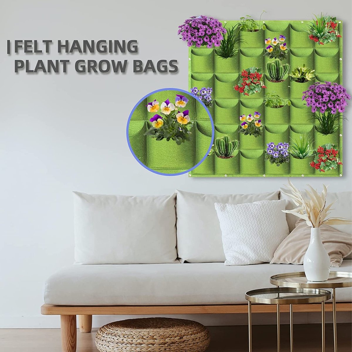 Home & Garden > Garden Beds > Grow Bags - 36 Pockets Wall Hanging Planter Planting Grow Bag Vertical Garden Vegetable Flower Green - Garden Yard
