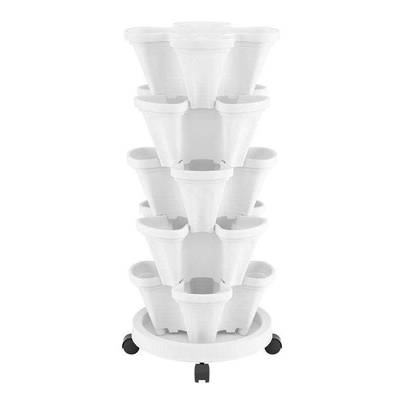 Home & Garden > Garden Beds > Grow Bags - Green Fingers Garden Bed 5 Tier Vertical Garden Strawberry Stackable Planters Herbs Petunias - Garden Yard