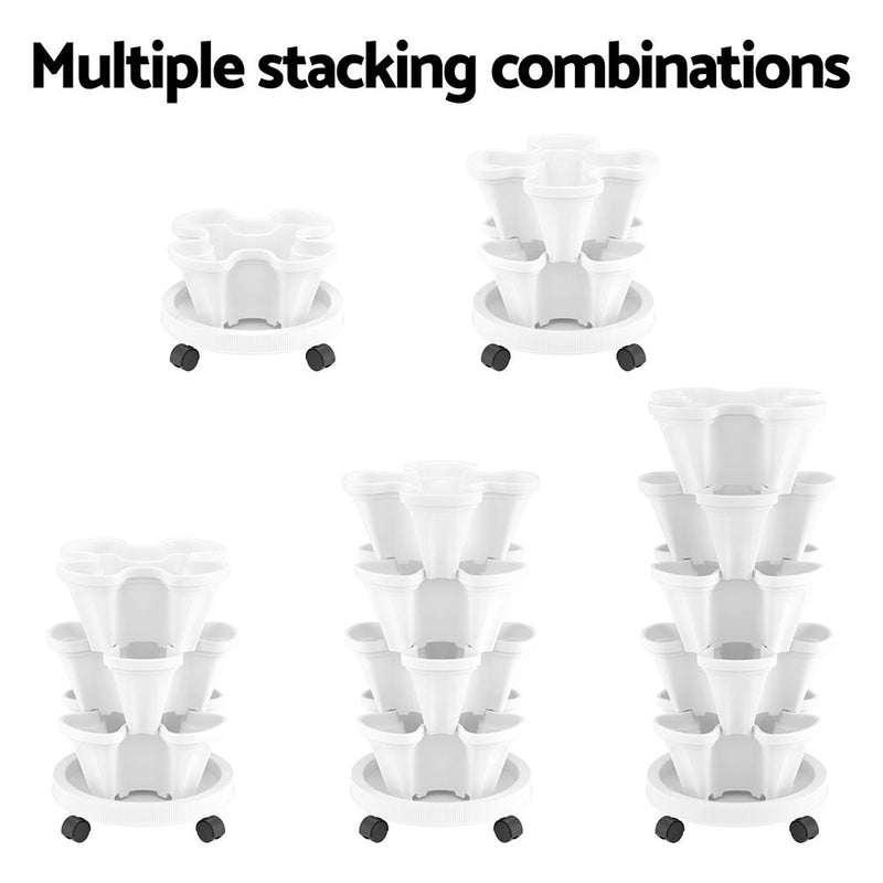 Home & Garden > Garden Beds > Grow Bags - Green Fingers Garden Bed 5 Tier Vertical Garden Strawberry Stackable Planters Herbs Petunias - Garden Yard