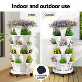 Home & Garden > Garden Beds > Grow Bags - Green Fingers Garden Bed 5 Tier Vertical Garden Strawberry Stackable Planters Herbs Petunias - Garden Yard
