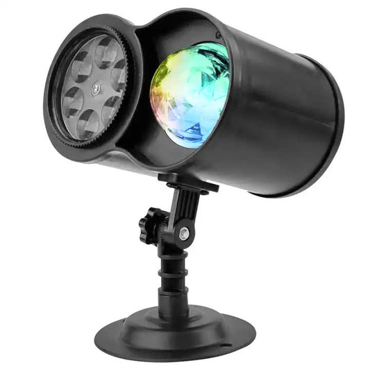 Home & Garden > Garden Lights > In - Ground Lights - Bracket Outdoor Waterproof Lawn Dual - Tube Projection Light – LED Halloween & Christmas Dynamic Water Ripple Animation, Replaceable 12 Slides, Stake or Stand Mountable - Garden Yard