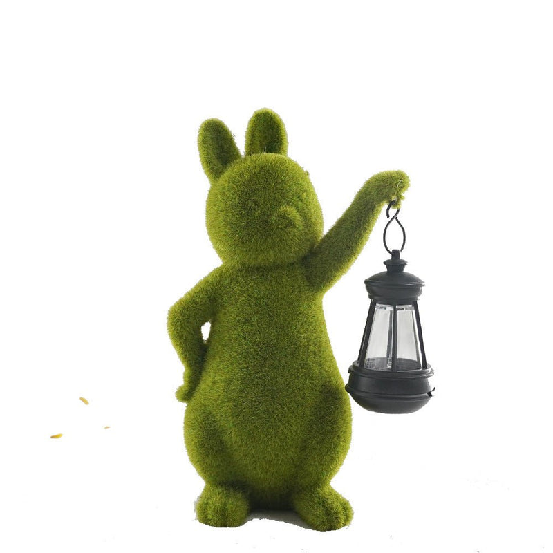 Home & Garden > Garden Lights > In - Ground Lights - Green Solar - Powered Rabbit Statue with LED Lantern - Cute Garden & Lawn Decoration - Garden Yard