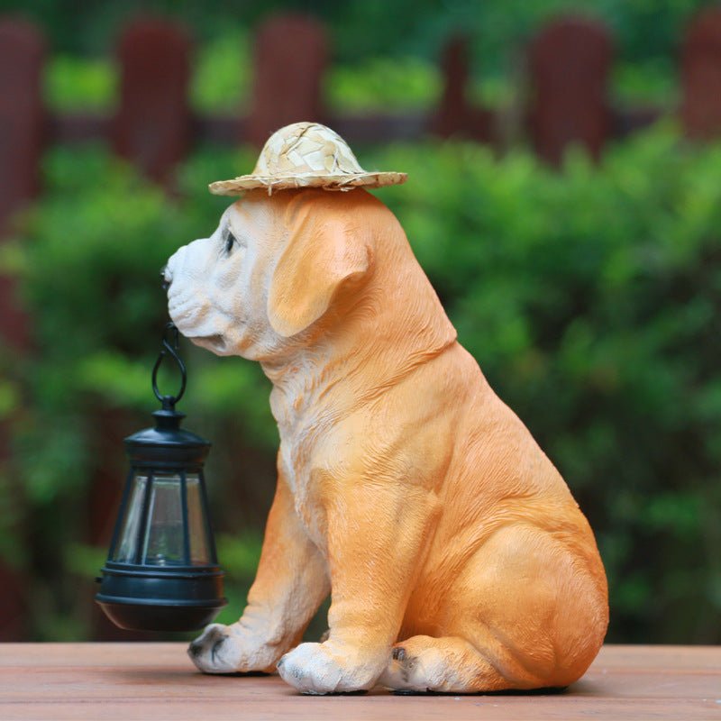 Home & Garden > Garden Lights > In - Ground Lights - Solar - Powered Dog Statue with LED Lantern - Waterproof Outdoor Garden Light - Garden Yard