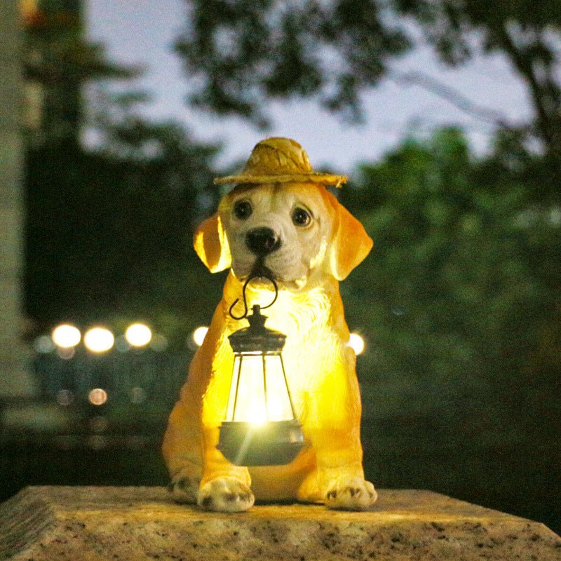 Home & Garden > Garden Lights > In - Ground Lights - Solar - Powered Dog Statue with LED Lantern - Waterproof Outdoor Garden Light - Garden Yard