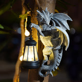 Home & Garden > Garden Lights > In - Ground Lights - Solar - Powered Dragon Statue with LED Lantern - Gothic Outdoor Wall Hanging Decor - Garden Yard