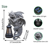 Home & Garden > Garden Lights > In - Ground Lights - Solar - Powered Dragon Statue with LED Lantern - Gothic Outdoor Wall Hanging Decor - Garden Yard