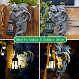 Home & Garden > Garden Lights > In - Ground Lights - Solar - Powered Dragon Statue with LED Lantern - Gothic Outdoor Wall Hanging Decor - Garden Yard