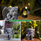 Home & Garden > Garden Lights > In - Ground Lights - Solar - Powered Gargoyle Statue with LED Lantern – Gothic Outdoor Halloween Garden Decor - Garden Yard