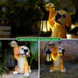 Home & Garden > Garden Lights > In - Ground Lights - Solar - Powered Labrador Portable Light Statue with LED Lantern - Waterproof Outdoor Garden Light - Garden Yard