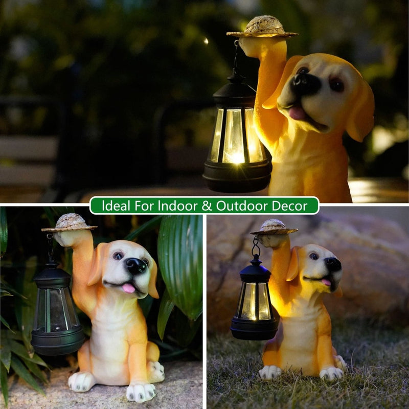 Home & Garden > Garden Lights > In - Ground Lights - Solar - Powered Labrador Portable Light Statue with LED Lantern - Waterproof Outdoor Garden Light - Garden Yard