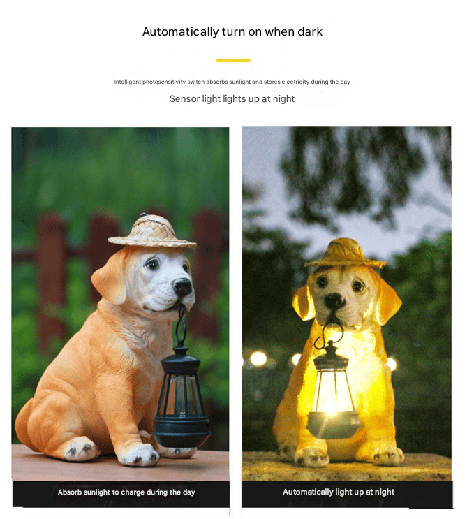 Home & Garden > Garden Lights > In - Ground Lights - Solar - Powered Labrador Portable Light Statue with LED Lantern - Waterproof Outdoor Garden Light - Garden Yard
