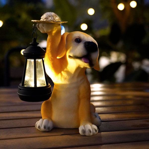 Home & Garden > Garden Lights > In - Ground Lights - Solar - Powered Labrador Portable Light Statue with LED Lantern - Waterproof Outdoor Garden Light - Garden Yard