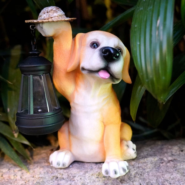 Home & Garden > Garden Lights > In - Ground Lights - Solar - Powered Labrador Portable Light Statue with LED Lantern - Waterproof Outdoor Garden Light - Garden Yard