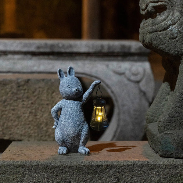 Home & Garden > Garden Lights > In - Ground Lights - Solar - Powered Rabbit Statue with LED Lantern - Cute Garden & Lawn Decoration - Garden Yard