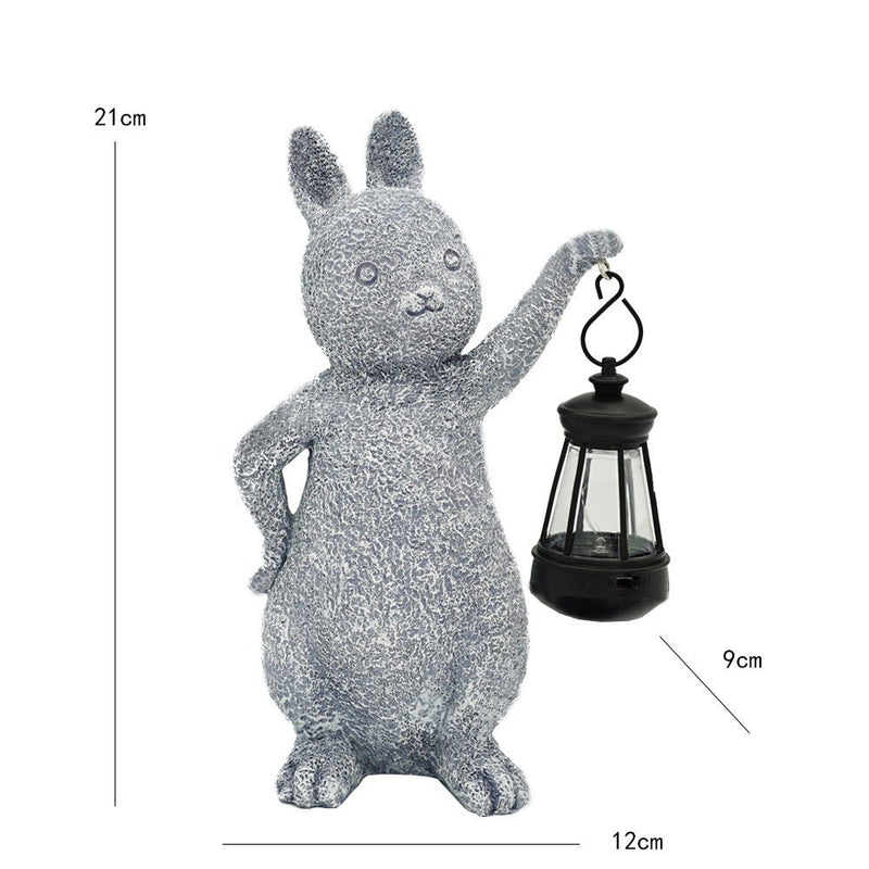 Home & Garden > Garden Lights > In - Ground Lights - Solar - Powered Rabbit Statue with LED Lantern - Cute Garden & Lawn Decoration - Garden Yard