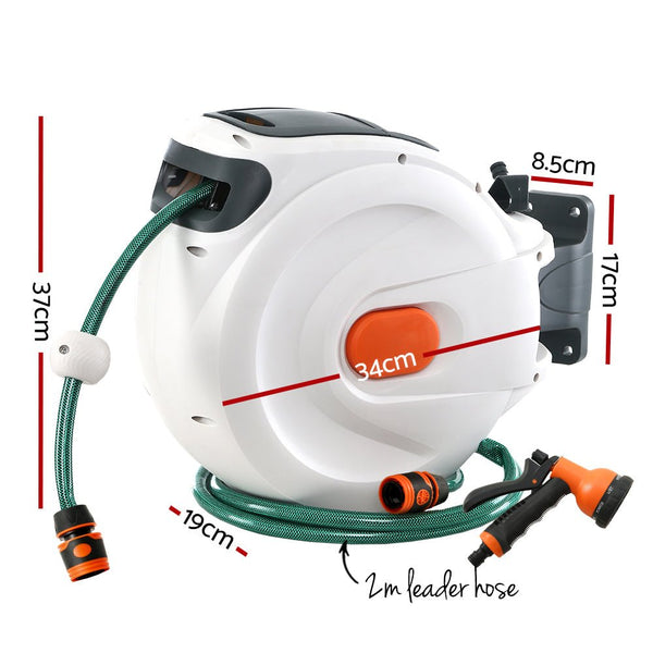 Home & Garden > Garden Tools > Garden Hoses - Greenfingers Water Hose Reel 20M Retractable Garden Spray Gun Auto Rewind - Garden Yard