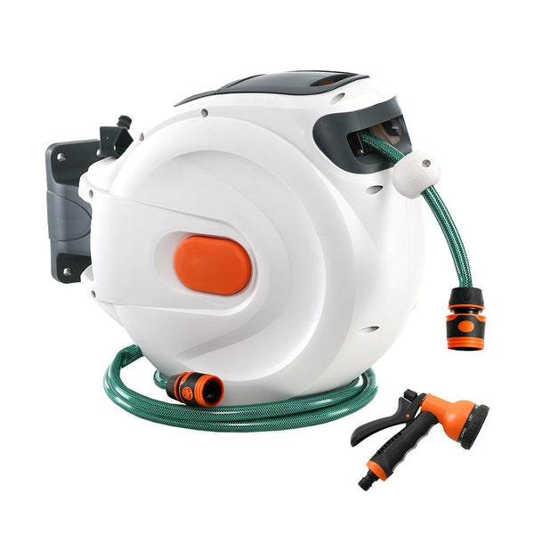 Home & Garden > Garden Tools > Garden Hoses - Greenfingers Water Hose Reel 20M Retractable Garden Spray Gun Auto Rewind - Garden Yard