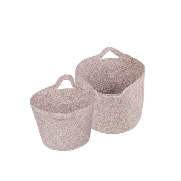 Home & Garden > Garden Tools > Gardening Accessories - 2 Piece Cotton Rope String Carry Handles Storage Baskets Set - Garden Yard