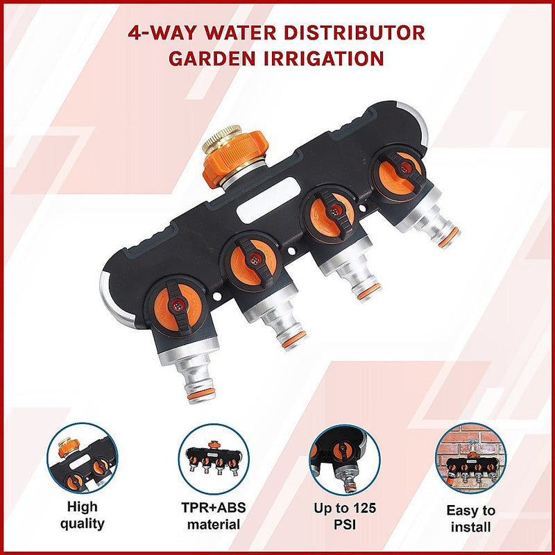 Home & Garden > Garden Tools > Gardening Accessories - 4 - Way Water Distributor Garden Irrigation - Garden Yard