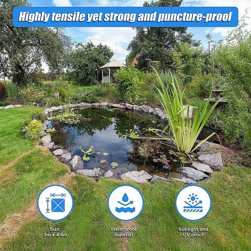 Home & Garden > Garden Tools > Gardening Accessories - Fish Pond Liner 3 x 4.6m x 0.5mm Garden Pool Membrane Reinforced - Garden Yard