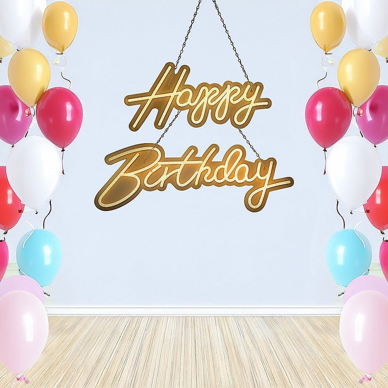 Home & Garden > Garden Tools > Gardening Accessories - Happy Birthday Neon Sign Hanging Glowing Party Decoration - Garden Yard