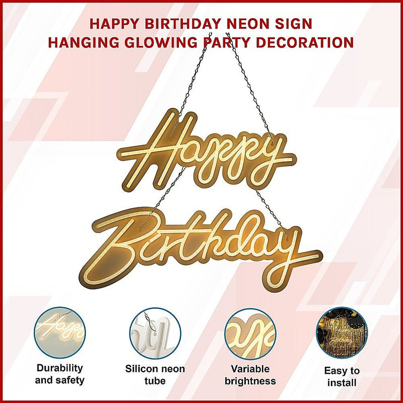 Home & Garden > Garden Tools > Gardening Accessories - Happy Birthday Neon Sign Hanging Glowing Party Decoration - Garden Yard