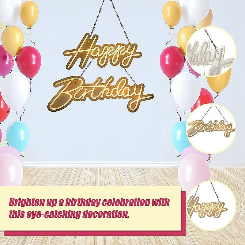 Home & Garden > Garden Tools > Gardening Accessories - Happy Birthday Neon Sign Hanging Glowing Party Decoration - Garden Yard