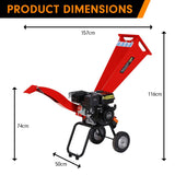 Home & Garden > Garden Tools > Gardening Tools - Ducar 7hp Wood Chipper Shredder Mulcher Grinder Petrol Red - Garden Yard