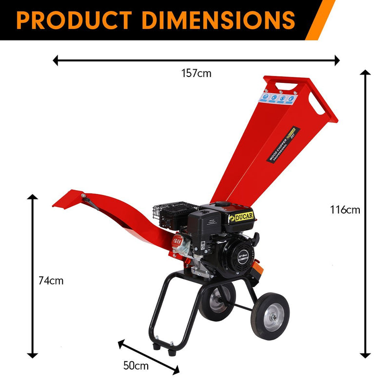 Home & Garden > Garden Tools > Gardening Tools - Ducar 7hp Wood Chipper Shredder Mulcher Grinder Petrol Red - Garden Yard