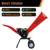 Home & Garden > Garden Tools > Gardening Tools - Ducar 7hp Wood Chipper Shredder Mulcher Grinder Petrol Red - Garden Yard