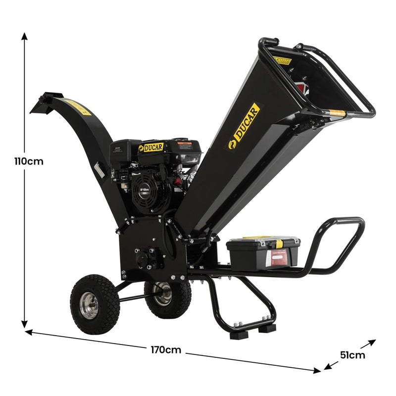 Home & Garden > Garden Tools > Gardening Tools - Ducar K70 7HP Wood Chipper Shredder Mulcher Grinder Petrol in Black - Garden Yard