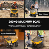 Home & Garden > Garden Tools > Spreaders & Wheelbarrows - Baumr - AG 40V Battery Powered Wheelbarrow Motorised Electric, 100L Bucket Volume, 4 Wheel, 260kg Capacity - Garden Yard
