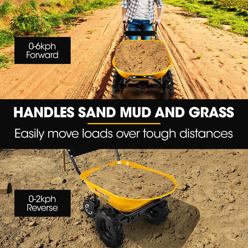 Home & Garden > Garden Tools > Spreaders & Wheelbarrows - Baumr - AG 40V Battery Powered Wheelbarrow Motorised Electric, 100L Bucket Volume, 4 Wheel, 260kg Capacity - Garden Yard